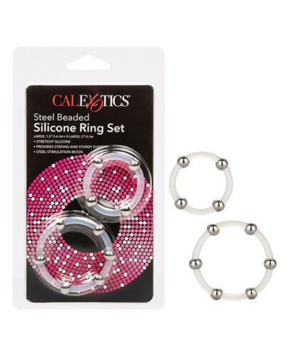 CalExotics Steel Beaded Silicone Ring Set 2pk