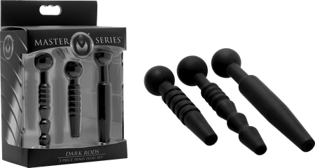 XR Brands Master Series Dark Rods 3pc Penis Plug Set
