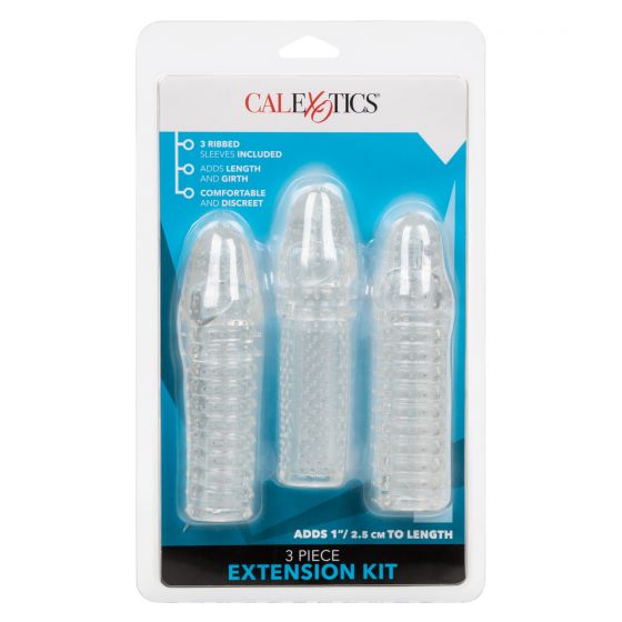 CalExotics 3 Piece Penis Sleeve Extension Kit - Clear