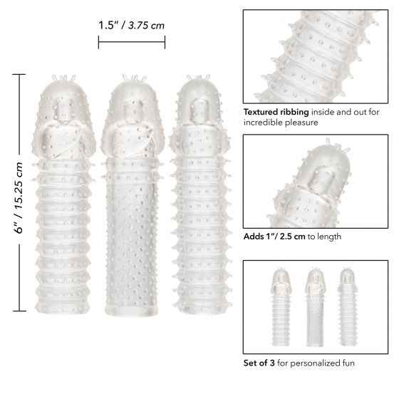 CalExotics 3 Piece Penis Sleeve Extension Kit - Clear