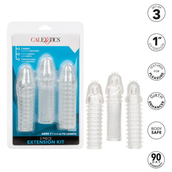 CalExotics 3 Piece Penis Sleeve Extension Kit - Clear