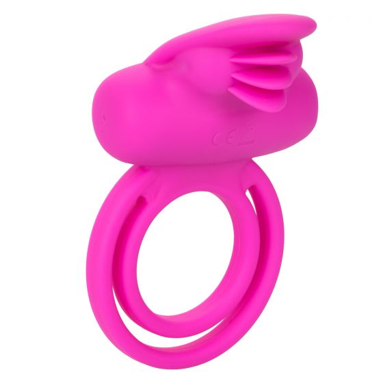 CalExotics Silicone Rechargeable Dual Clit Flicker Cock Ring - Pink