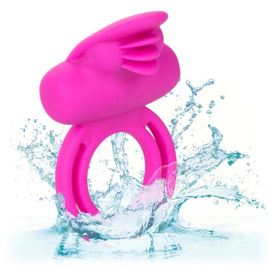 CalExotics Silicone Rechargeable Dual Clit Flicker Cock Ring - Pink