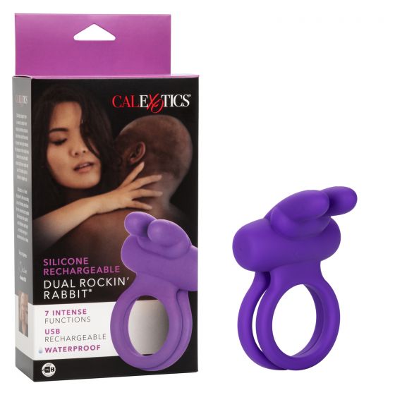 CalExotics Silicone Dual Rockin' Rabbit Vibrating Cock Ring