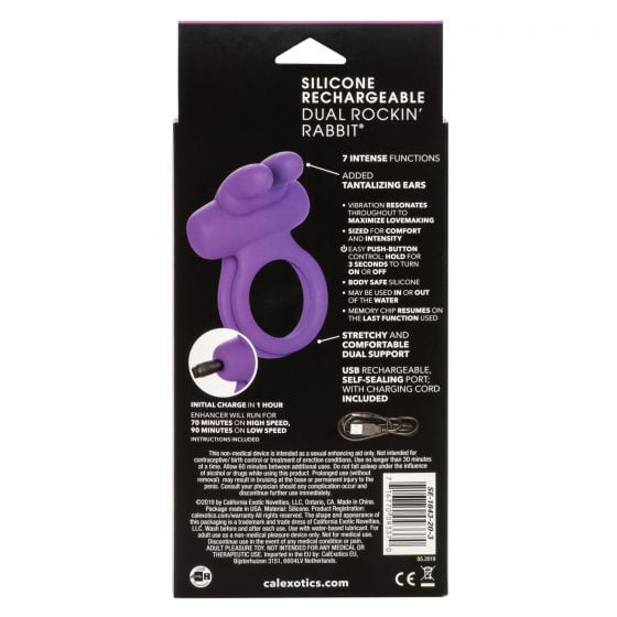 CalExotics Silicone Dual Rockin' Rabbit Vibrating Cock Ring