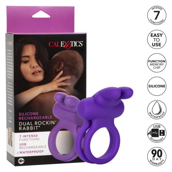 CalExotics Silicone Dual Rockin' Rabbit Vibrating Cock Ring