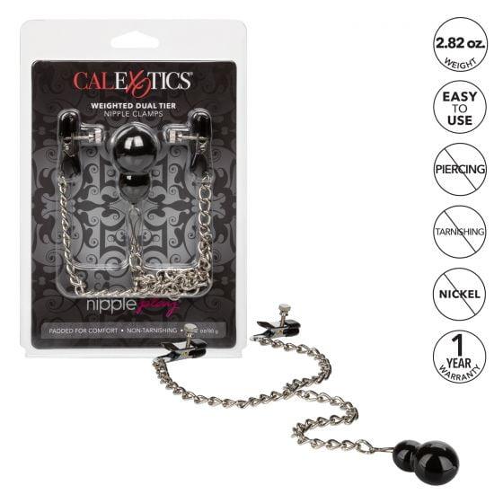 CalExotics Nipple Play Weighted Dual Tier Nipple Clamps
