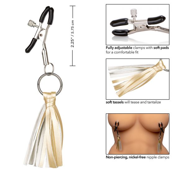 CalExotics Nipple Play Playful Tassels Nipple Clamps - Gold