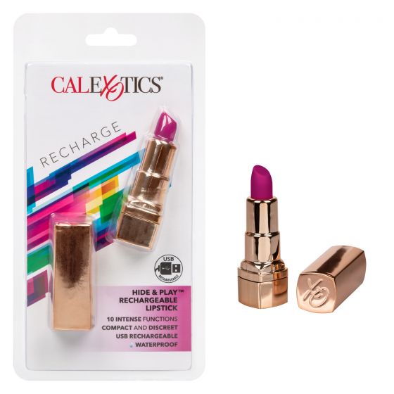 CalExotics Hide & Play Rechargeable Lipstick Vibrator - Purple