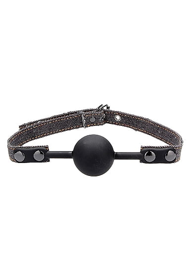 Shots Toys Ouch! Silicone Ball Gag with Tough Denim Straps - Black