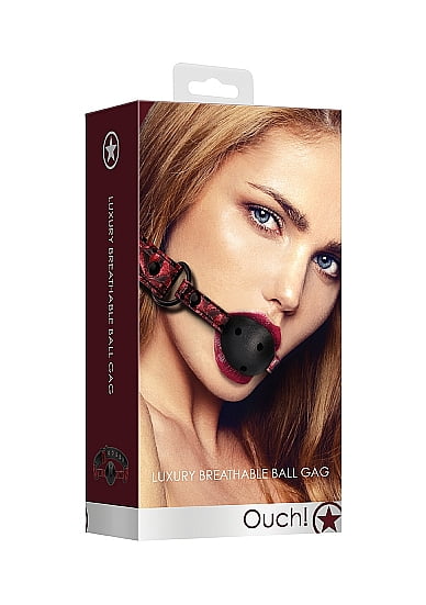 Shots Toys Ouch! Luxury Breathable Ball Gag - Burgundy