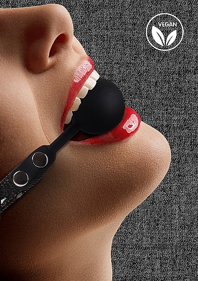 Shots Toys Ouch! Silicone Ball Gag with Tough Denim Straps - Black