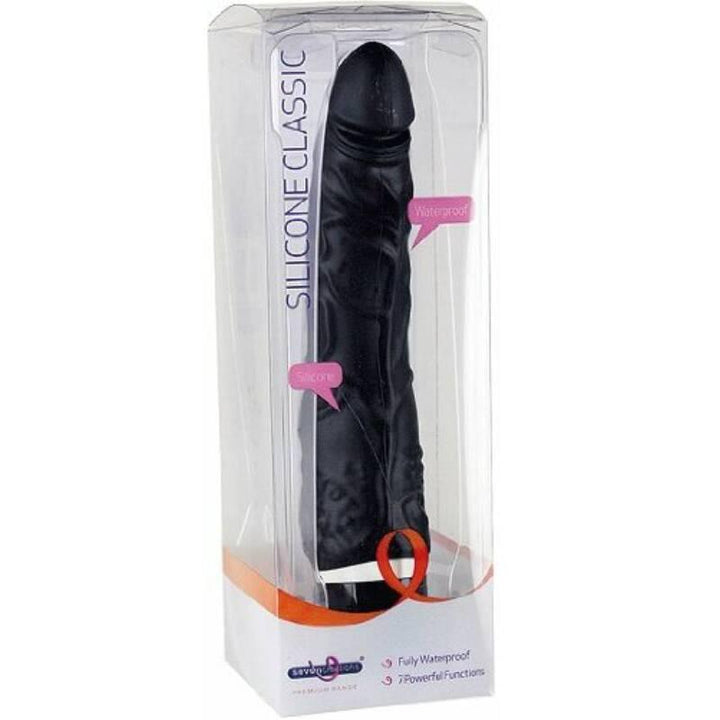 Seven Creations Silicone Classic Thin Veined Vibrator - Black