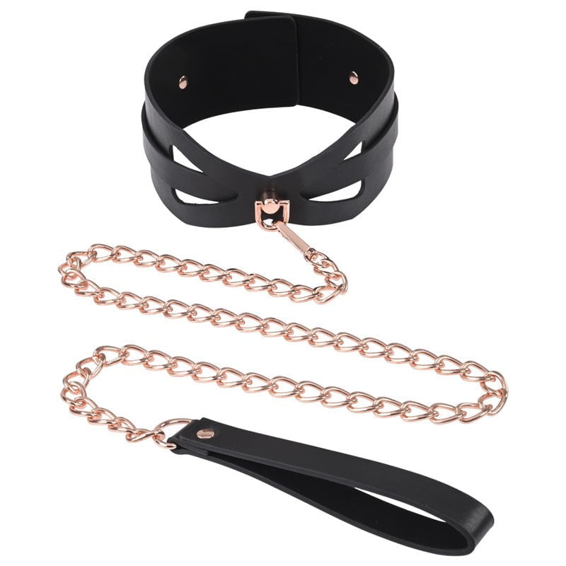 Sportsheets Sex & Mischief Brat Collar & Leash - Rose Gold & Black