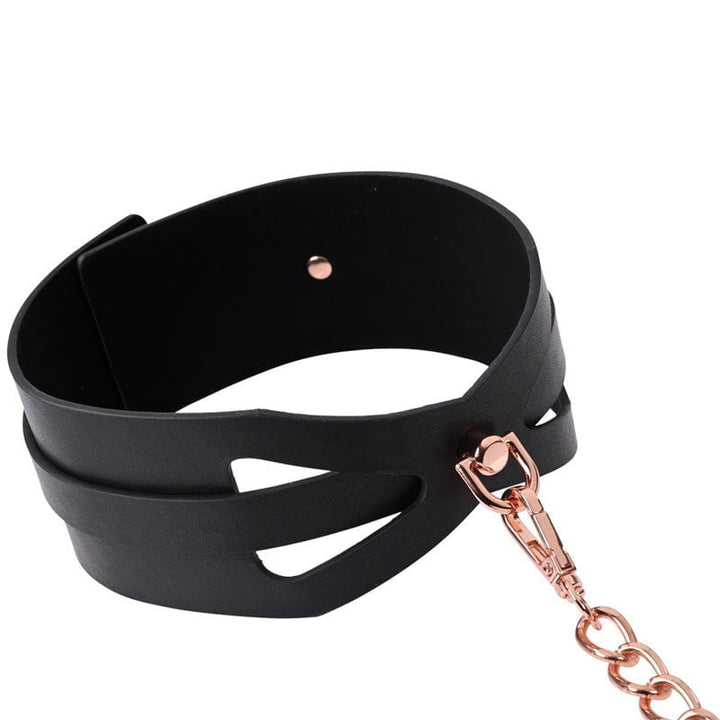 Sportsheets Sex & Mischief Brat Collar & Leash - Rose Gold & Black