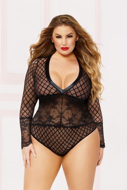 Seven 'Til Midnight 10871X Longsleeve Teddy - Black - Plus Size