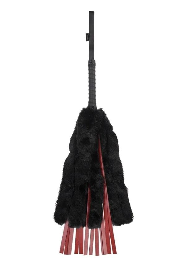 Sportsheets Saffron Faux Fur Flogger - Black & Red